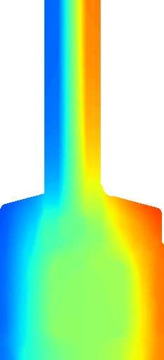 Outcome X interior-surface temperature field — modelled window section