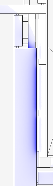 Same wall interface re-simulated with a revised build-up — surface humidity reduced below the mould threshold